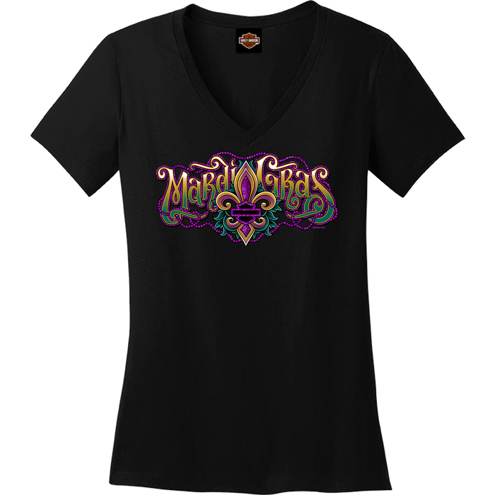 Mardi Gras Carnival Women's Short Sleeve V-Neck Shirt